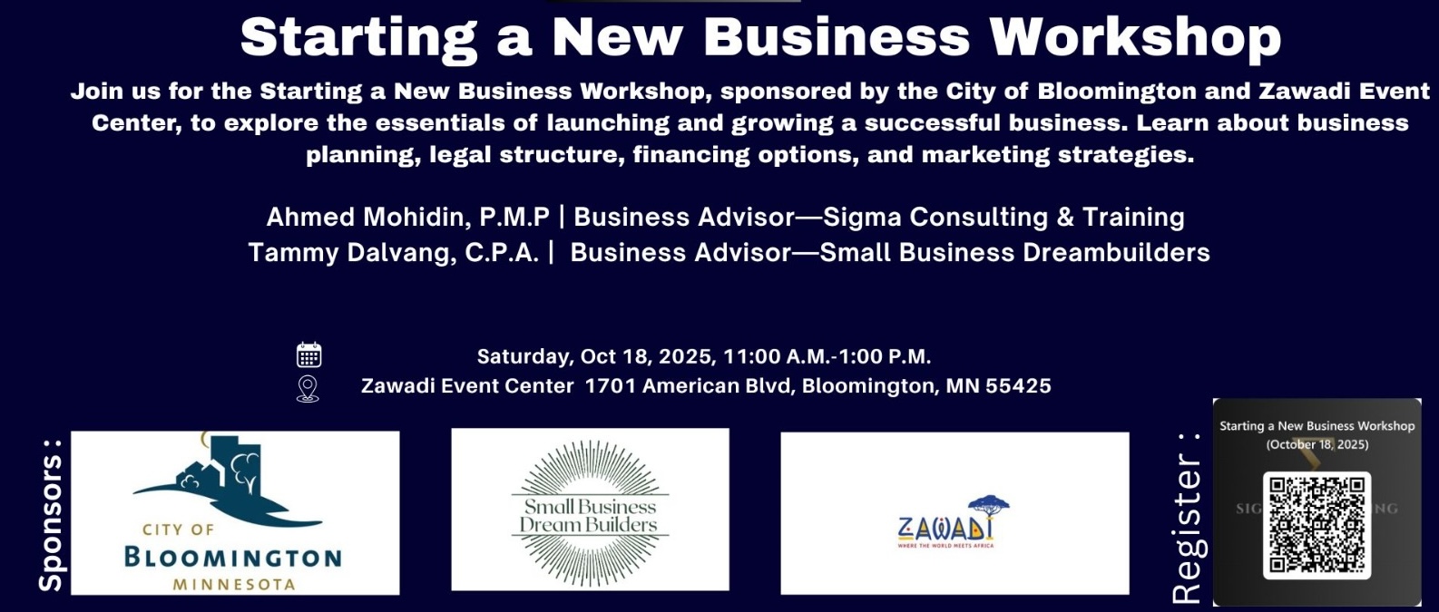 Starting a New Business Workshop poster